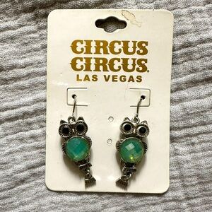 Circus circus owl dangly earrings